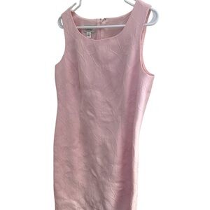 Talbots Vintage Pink Sleeveless Pink Dress Sz 14 Structured Floral Pattern‎